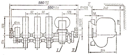 Рис 1. Габаритные и установочные размеры контакторов КТ-6043