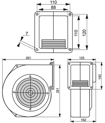 Рис.1. Габариты М+М вентилятора G2E 180 EH 03-01