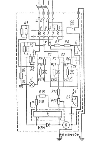 Электрическая схема реле утечки УАКИ-380