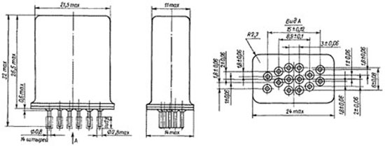 Габаритные размеры реле РЭС-53